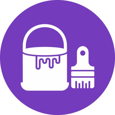 Boya ve boya fırçası olan kova, web illüstrasyonu