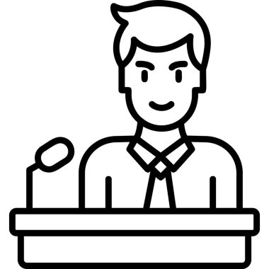 Man on Conference with microphone, User logo, simple icon for web page 