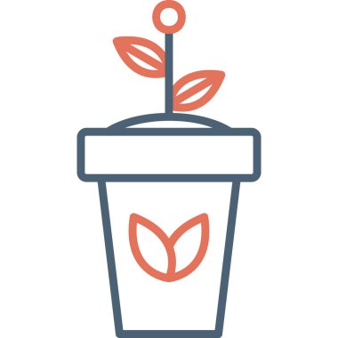 Tencerede bitki yetiştiriyorum. Web simgesi basit illüstrasyon