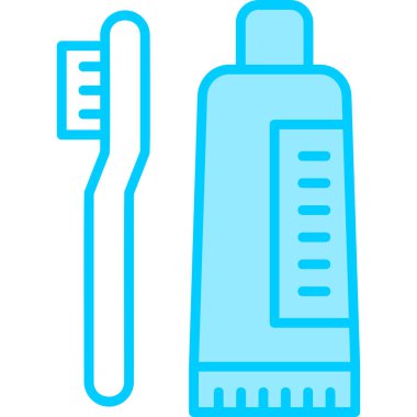 graphic cartoon art illustration of Tooth Cleaning with brush 