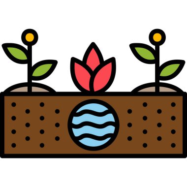 Toprak ve büyüyen bitkiler. Web simgesi basit illüstrasyon