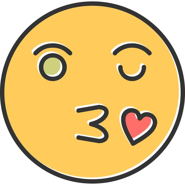 Loving Emoticon Face Kissing Heart Simple Illustration — Stock Vector