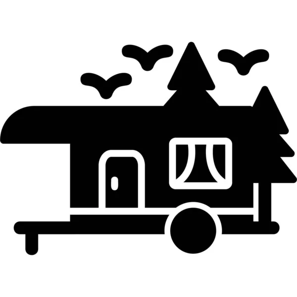 Camping Trailer Icona Moderna Vettoriale Illustrazione — Vettoriale Stock