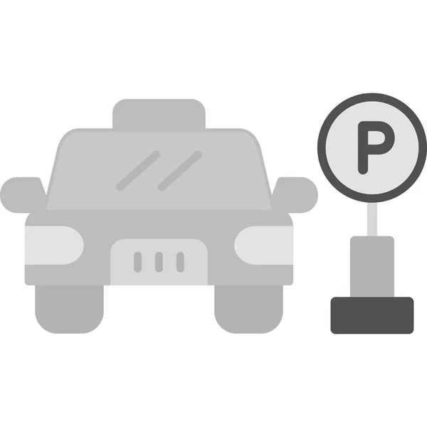 Sinal Estacionamento Com Carro Área Estacionamento Ícone Web Ilustração Simples —  Vetores de Stock