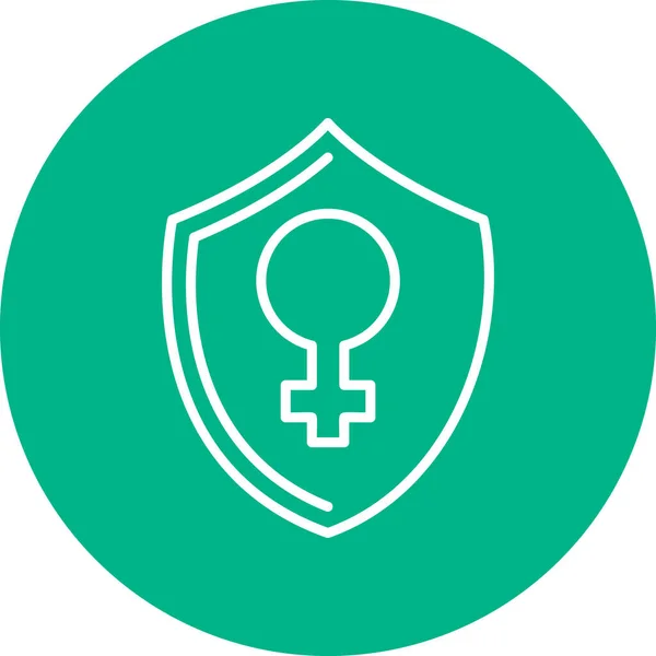 Ícone Escudo Ilustração Vetorial Símbolo Feminino —  Vetores de Stock
