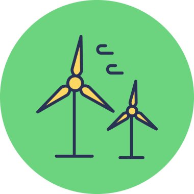 Rüzgâr türbini simgesi düz. vektör illüstrasyonu.