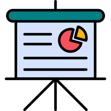 presentation with pie chart. web icon simple design 