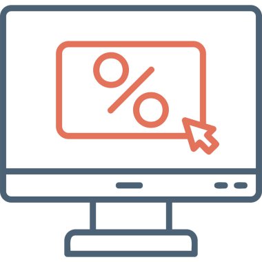 Online İndirim. Web simgesi vektör illüstrasyonu 