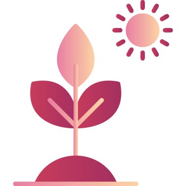 Biyoloji Bitkisi ve Güneş. Web simgesi basit illüstrasyon