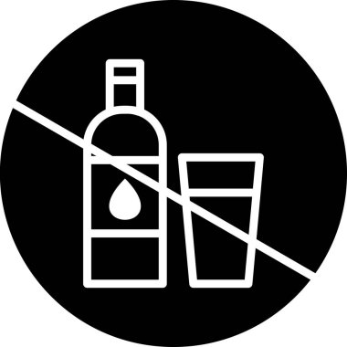 Alkol yok basit web simgesi vektör illüstrasyonu
