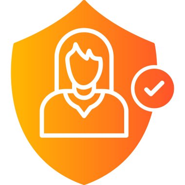 Güvenli bir kadın. Web simgesi basit illüstrasyon