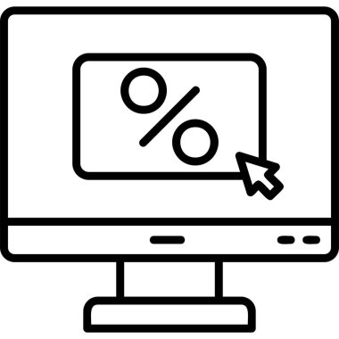 Online İndirim. Web simgesi vektör illüstrasyonu 