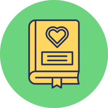 Romantizm kitabı ikonu, modern tasarım illüstrasyonu