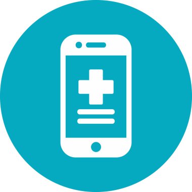 Ekranda tıbbi haç, akıllı telefon aygıtının dijital illüstrasyonu 