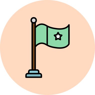 Yıldızlı bayrak direği. Web simgesi illüstrasyonu 