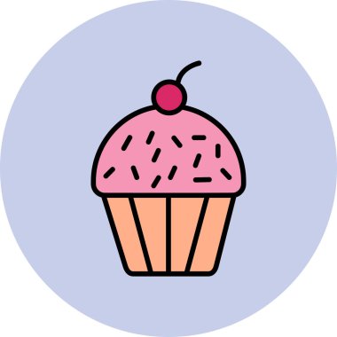 Cupcake 'in grafiksel çizimi, tatlı hamur işi yemekleri. 