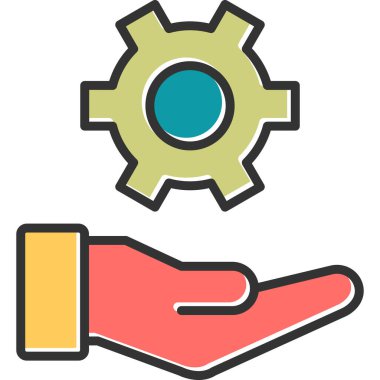 Ayarlama. Web simgesi basit bir illüstrasyon. çark el simgesinde 