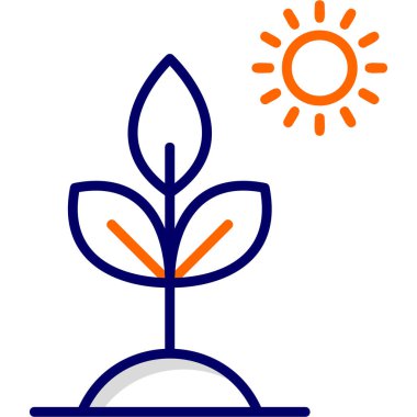 Biyoloji Bitkisi ve Güneş. Web simgesi basit illüstrasyon