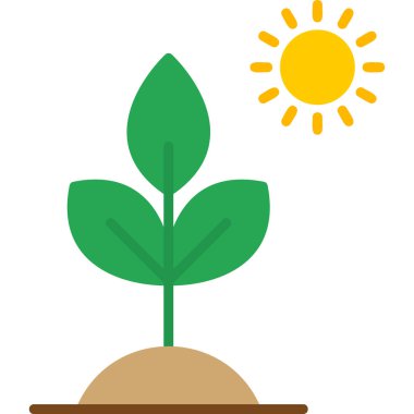 Biyoloji Bitkisi ve Güneş. Web simgesi basit illüstrasyon