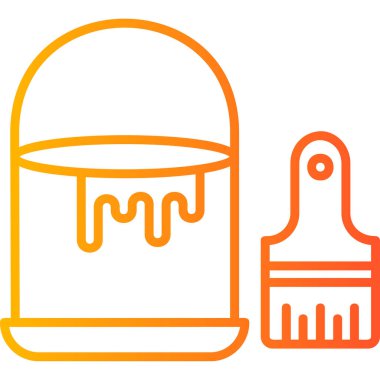 Boya ve boya fırçası olan kova, web illüstrasyonu