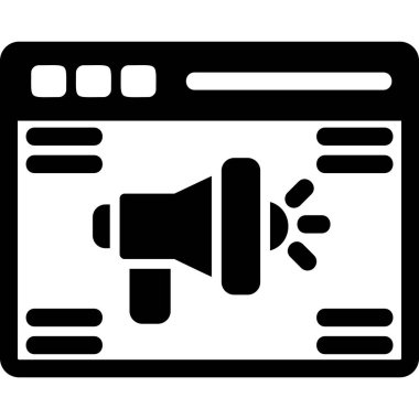 Online advertising with megaphone. Web icon simple illustration