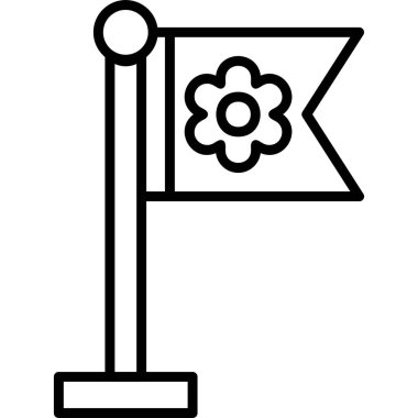 Bayrak direği ve sakura çiçeği. Web simgesi illüstrasyonu 