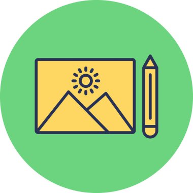 Çizim, fotoğraf simgesi vektör illüstrasyonu