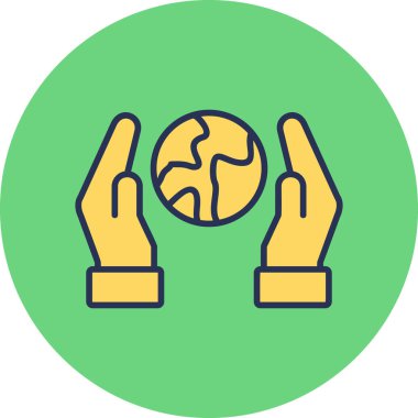 Dünya işaret çizgisi simgesi ile el, Biyosfer 