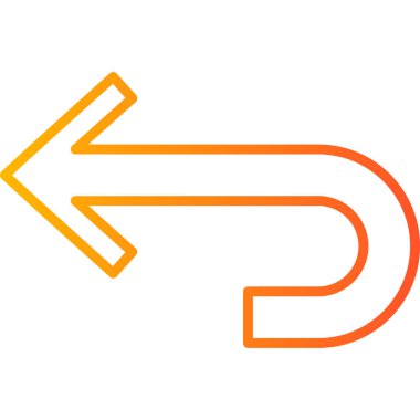 line arrow left vector icon. style is contour color symbol, rounded angles, white background.