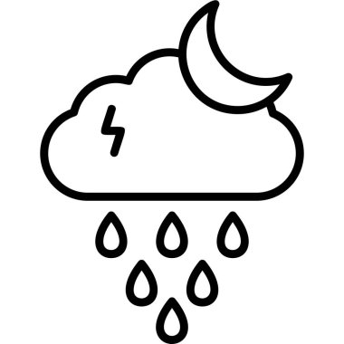 Night Rain modern vector icon illustration