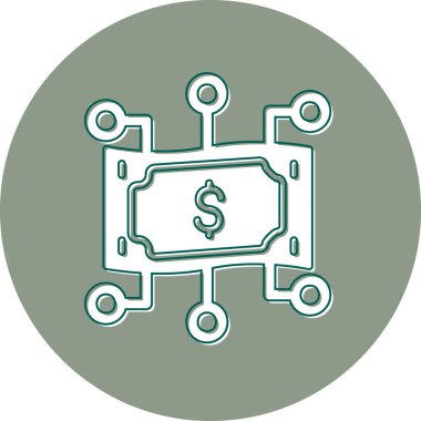 Dijital para. Finansal ve finansman düz vektör simgesi.