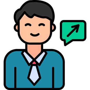 Konuşma balonu vektör illüstrasyonu ile iş adamı