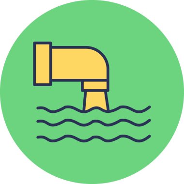 Atık Su, çizgi ikon vektör çizimi