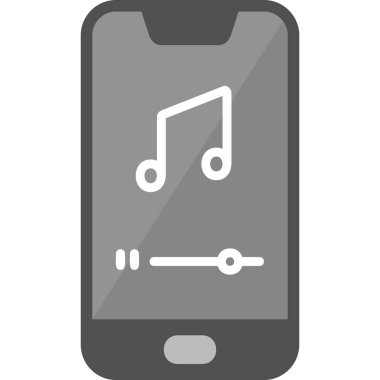 Mobil Müzik Oynatıcı simgesi, akıllı telefon aygıtının dijital illüstrasyonu 