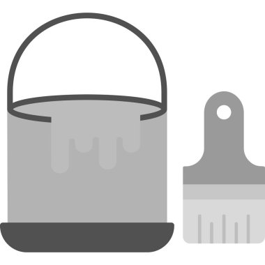 Boya ve boya fırçası olan kova, web illüstrasyonu