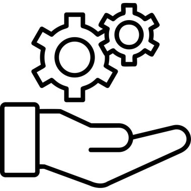 Ayarlama. Web simgesi basit bir illüstrasyon. el simgesinde çarklar 