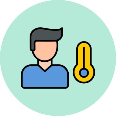 Sıcaklık belirtileri gösteren hasta çocuk. avatar illüstrasyonu 