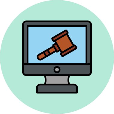 Çekiç simgesi. Web tasarımı için hukuk mahkemesi vektör simgelerinin basit çizimi