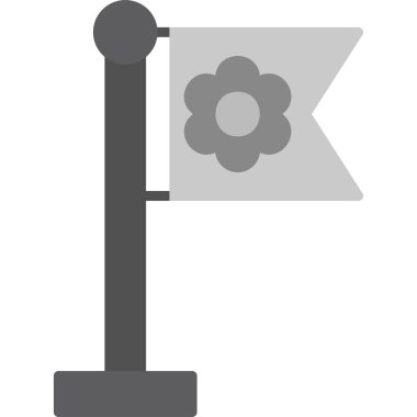 Bayrak direği ve sakura çiçeği. Web simgesi illüstrasyonu 