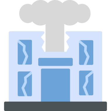 Savaş yıkımı modern simge, vektör illüstrasyonu