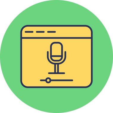 mikrofon, Çevrimiçi Kayıt Ağı simgesi Basit illüstrasyon