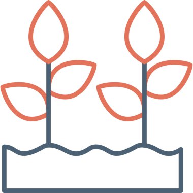 Toprak ve büyüyen bitkiler. Web simgesi basit illüstrasyon