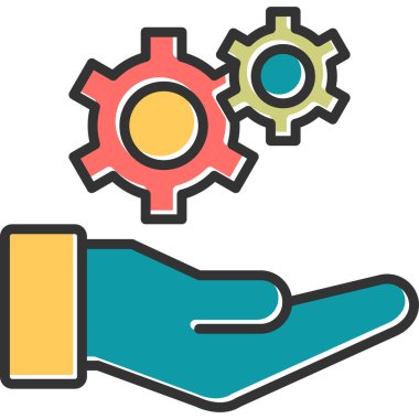 Ayarlama. Web simgesi basit bir illüstrasyon. el simgesinde çarklar 