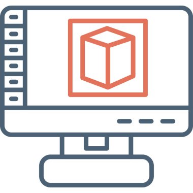 Bilgisayar monitörü. Basit bir çizim. 3B tasarım vektör simgesi