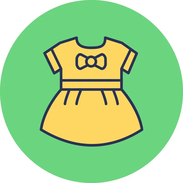 Baby Meisjes Jurk Pictogram Vector Illustratie — Stockvector