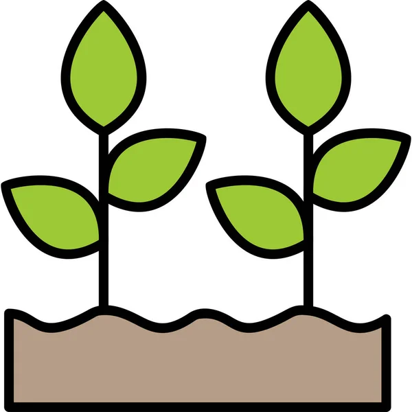 土壤和植物生长 Web图标简单说明 — 图库矢量图片