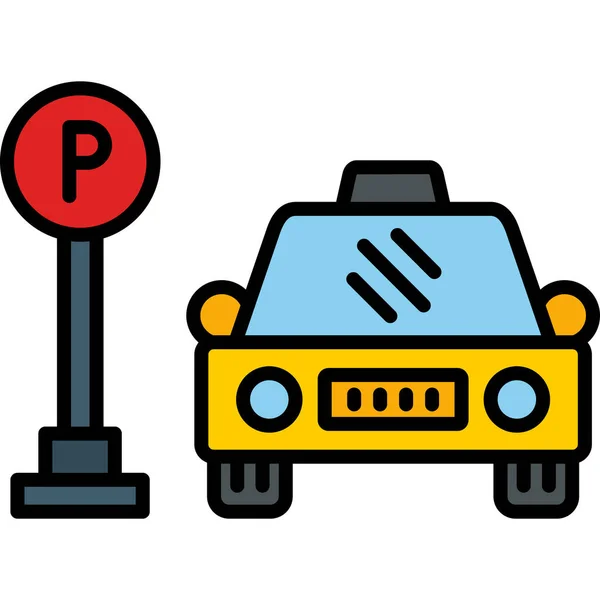 Parkeren Auto Kleur Vector Pictogram Plat Ontwerp — Stockvector