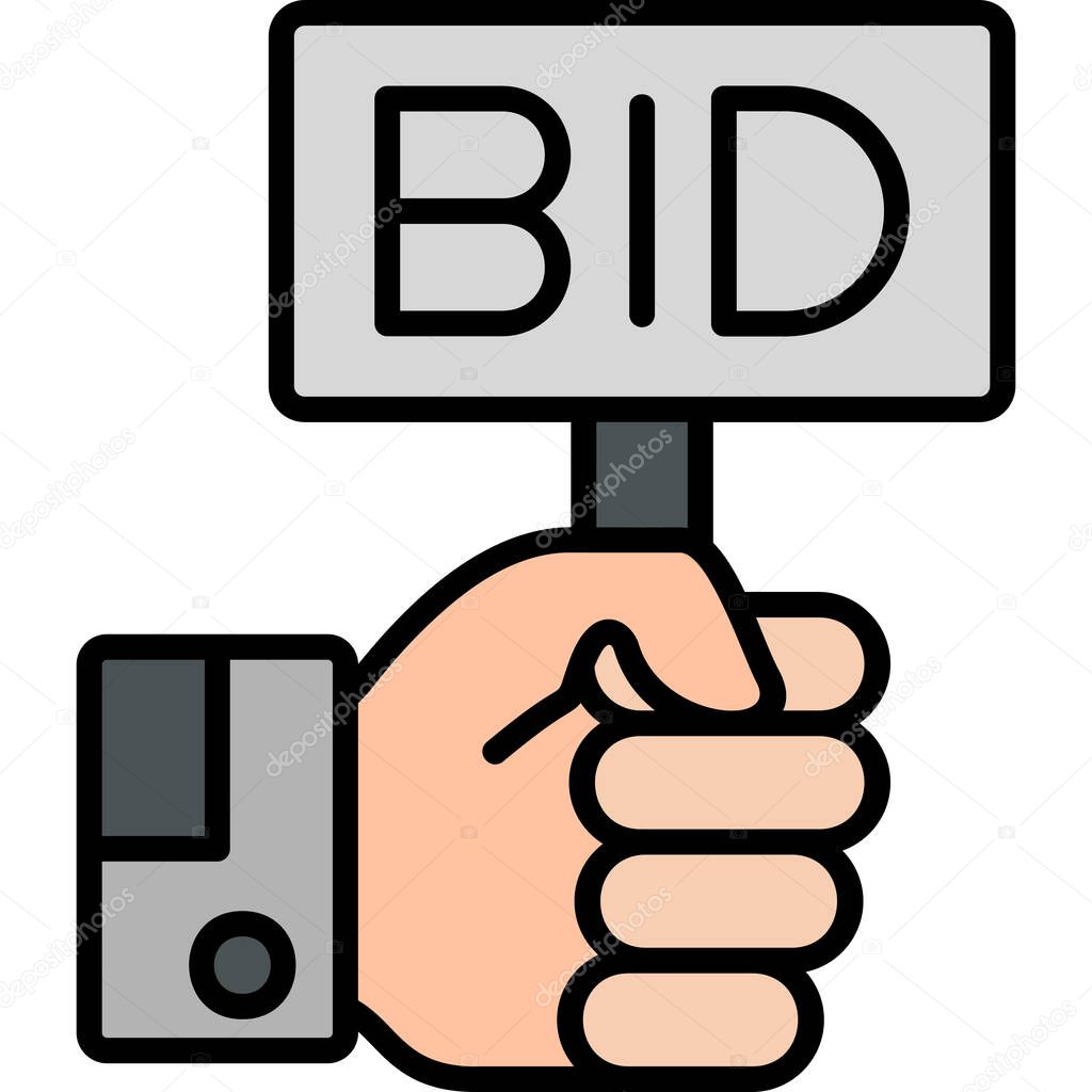Bid icon vector, flat design symbol