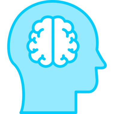 Beyin simgesi olan insan yüzü, vektör illüstrasyonu