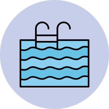 Yaz yüzme havuzunda su. Web simgesi illüstrasyonu